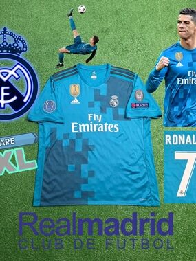 Adidas Real Madrid CF Cristiano Ronaldo #7 2017/2018 Third Jersey XXL UCL Patche